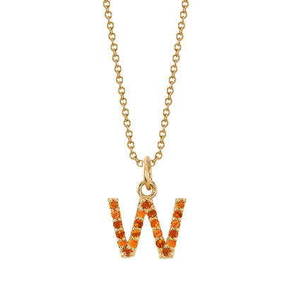 W Initial Birthstone Charm Necklace