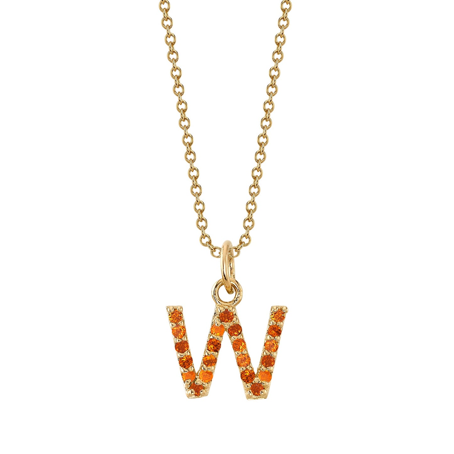 W Initial Birthstone Charm Necklace