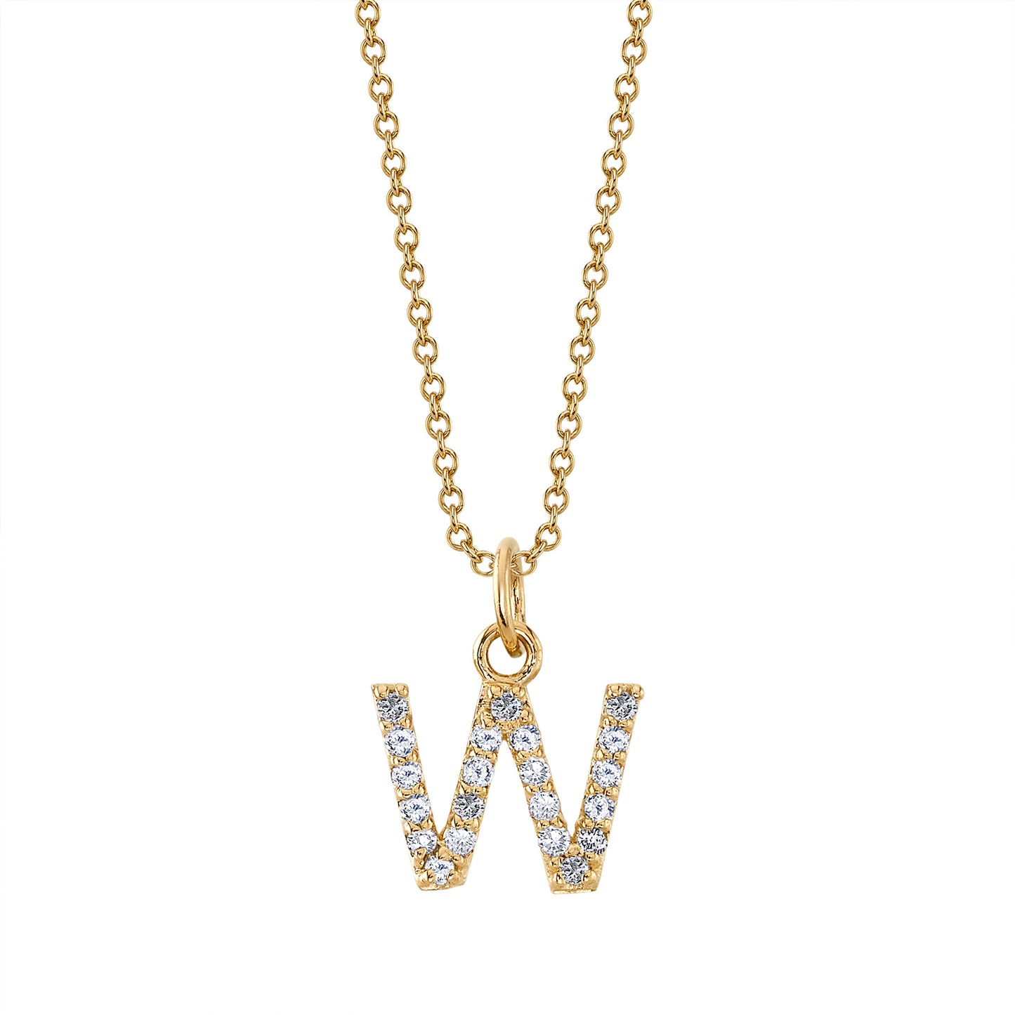 W Initial Birthstone Charm Necklace