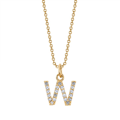 W Initial Birthstone Charm Necklace