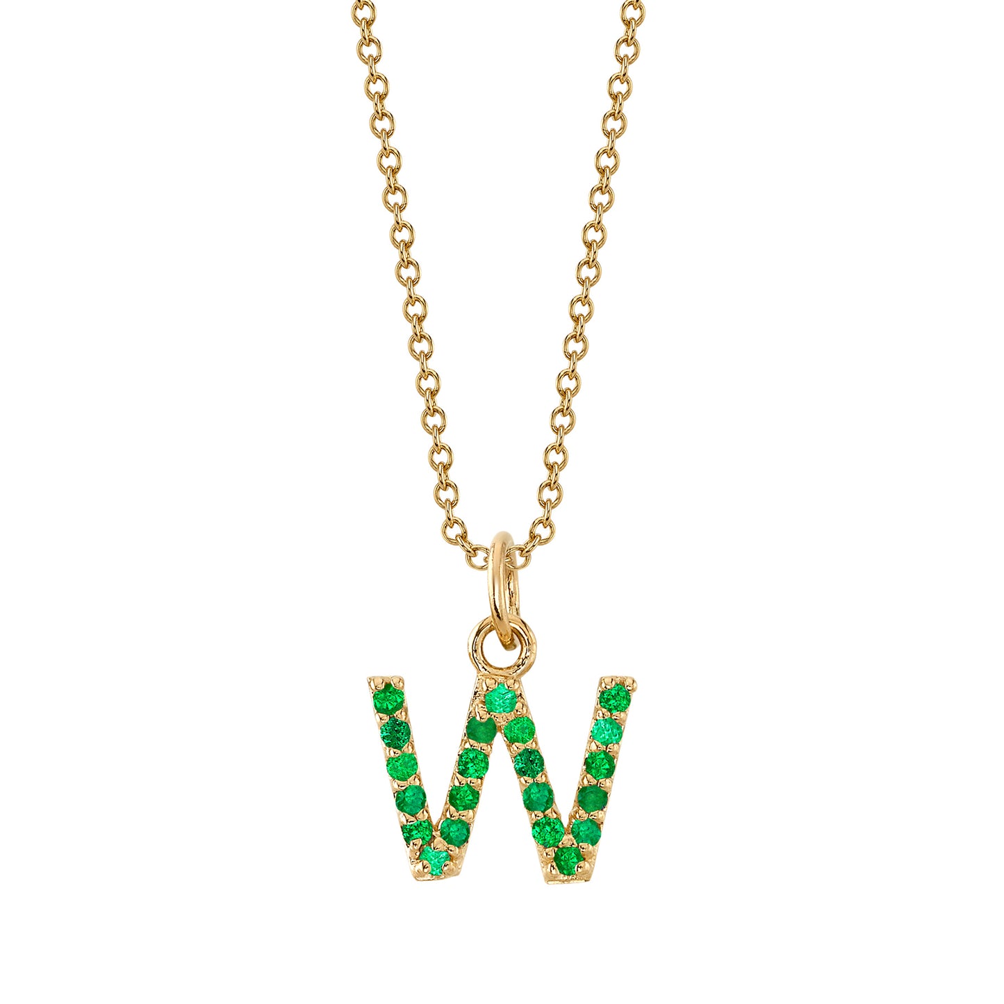 W Initial Birthstone Charm Necklace