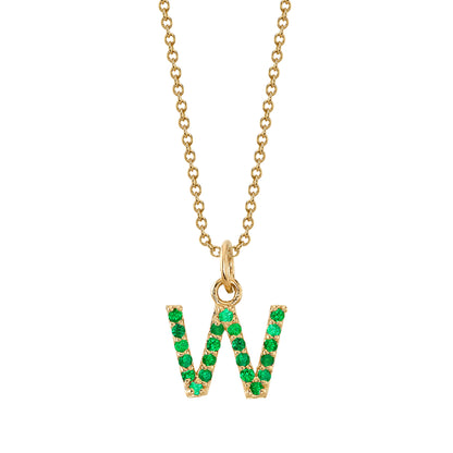 W Initial Birthstone Charm Necklace