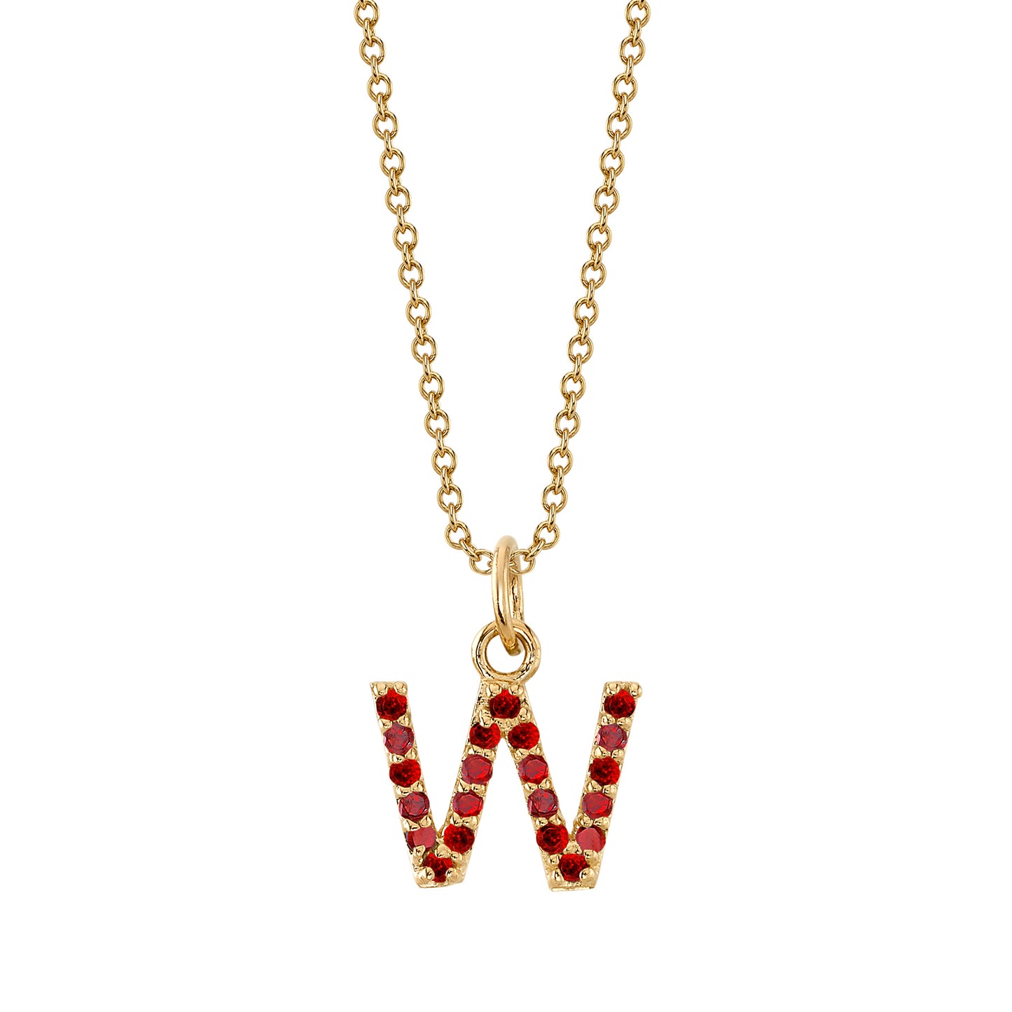 W Initial Birthstone Charm Necklace