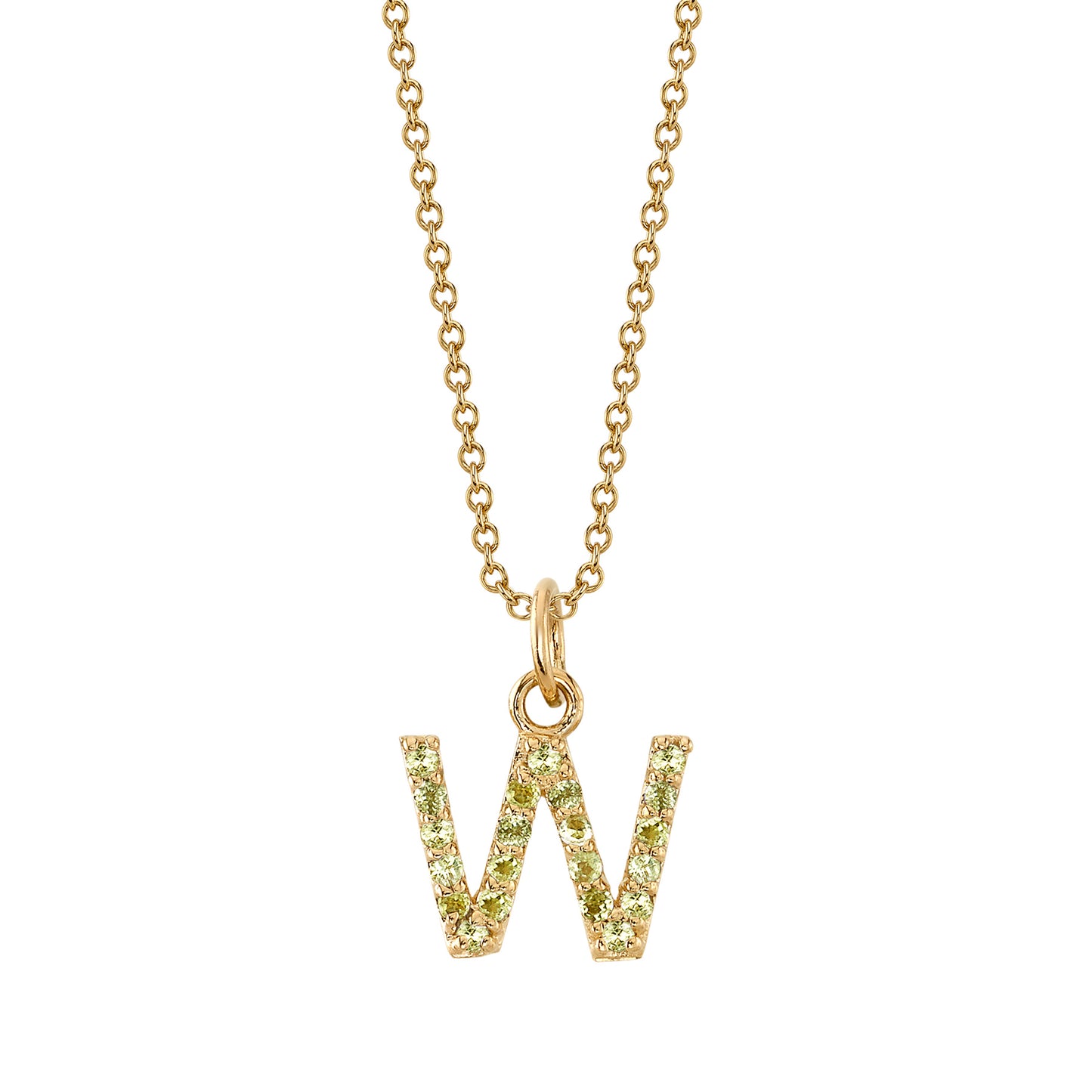 W Initial Birthstone Charm Necklace
