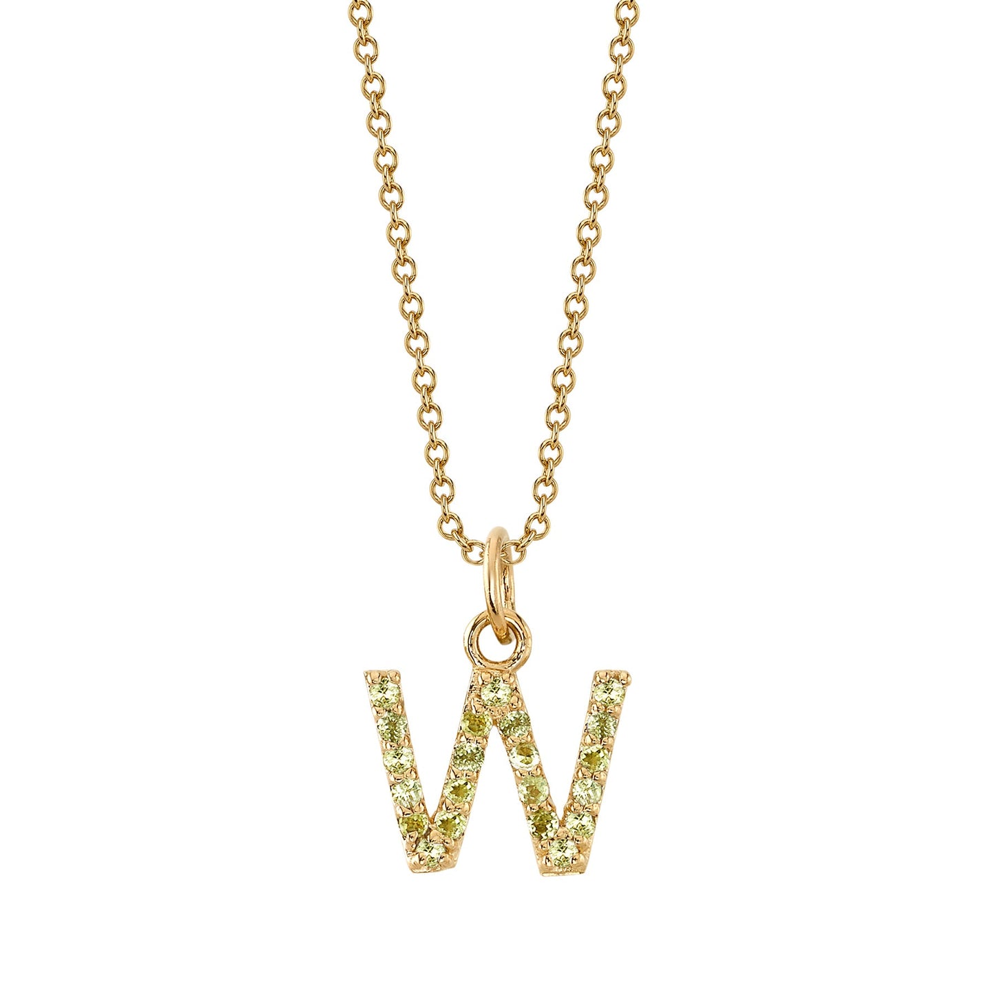 W Initial Birthstone Charm Necklace