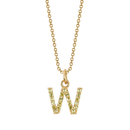 W Initial Birthstone Charm Necklace