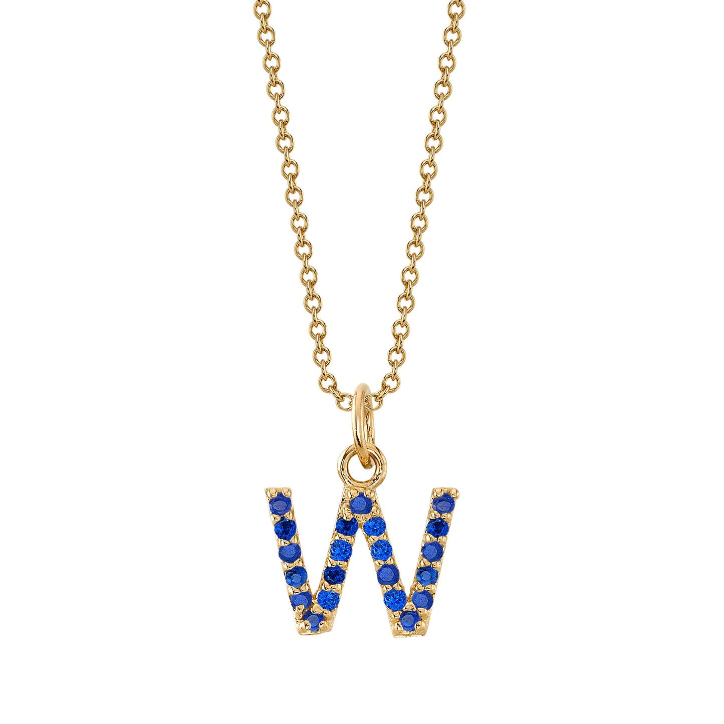 W Initial Birthstone Charm Necklace