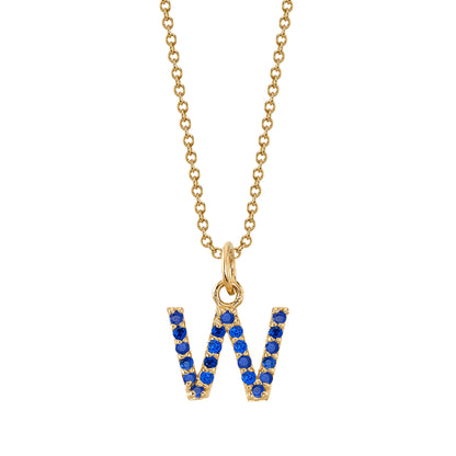W Initial Birthstone Charm Necklace
