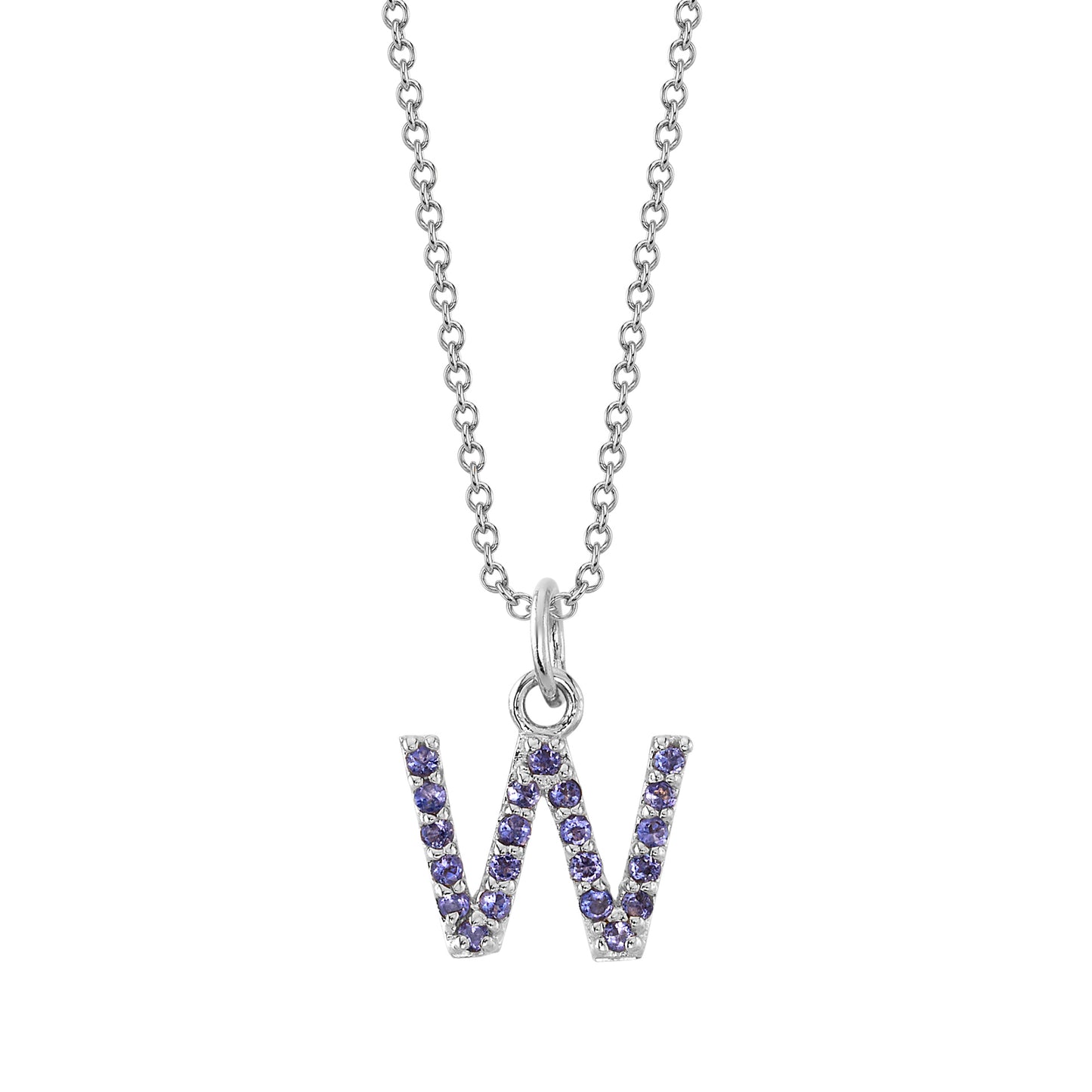 W Initial Birthstone Charm Necklace