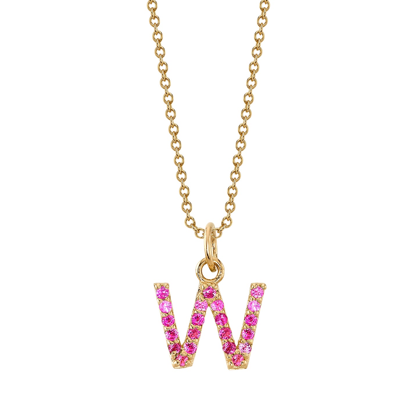W Initial Birthstone Charm Necklace