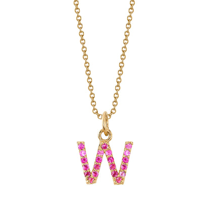 W Initial Birthstone Charm Necklace