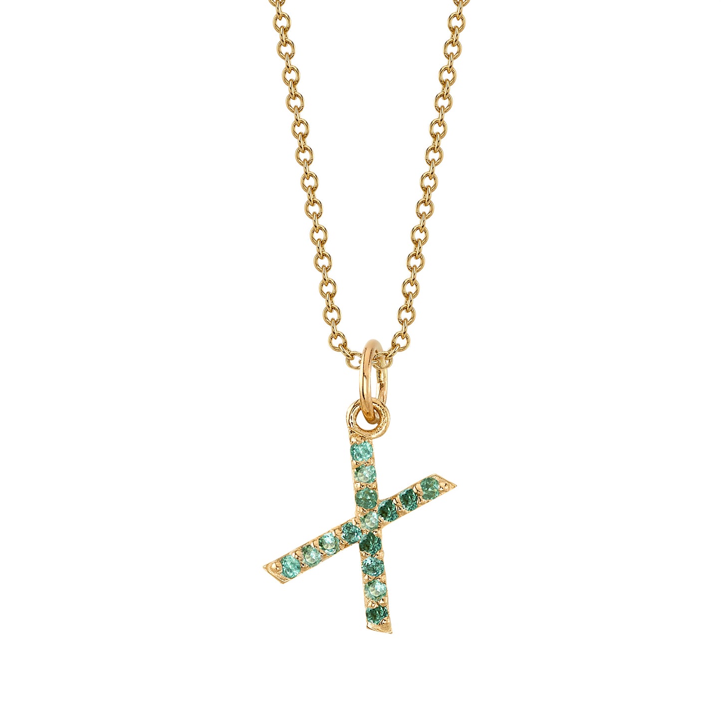 X Initial Birthstone Charm Necklace
