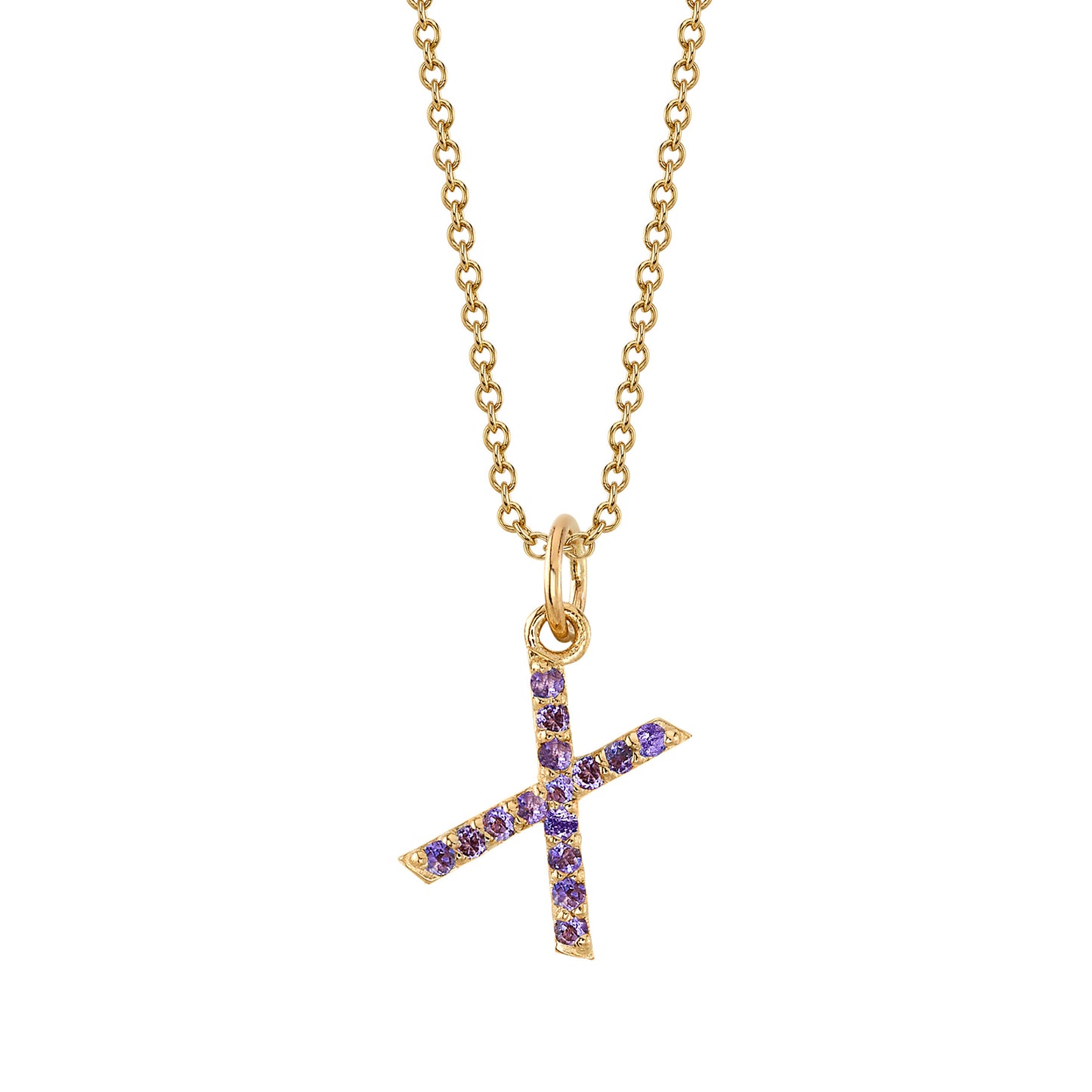 X Initial Birthstone Charm Necklace