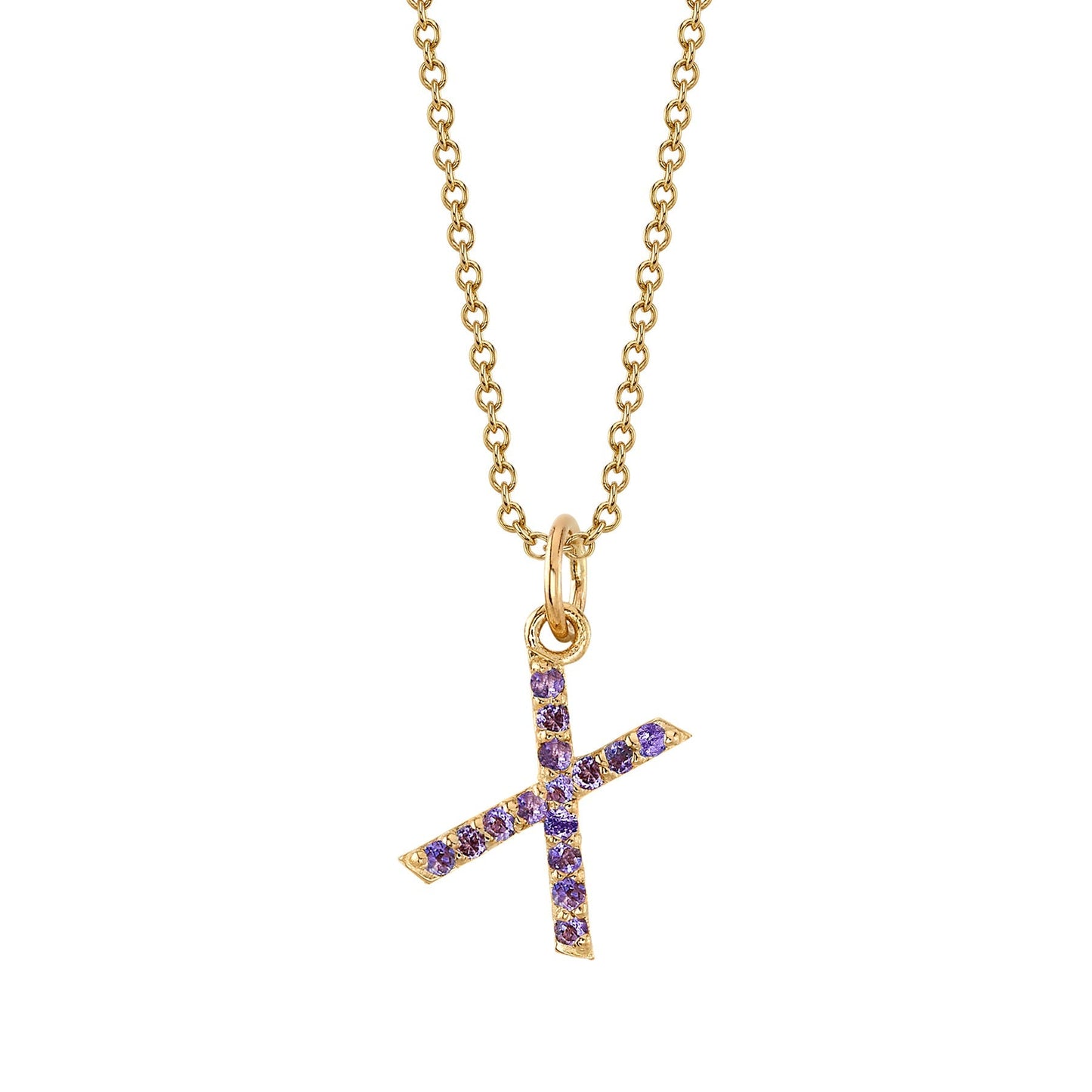 X Initial Birthstone Charm Necklace