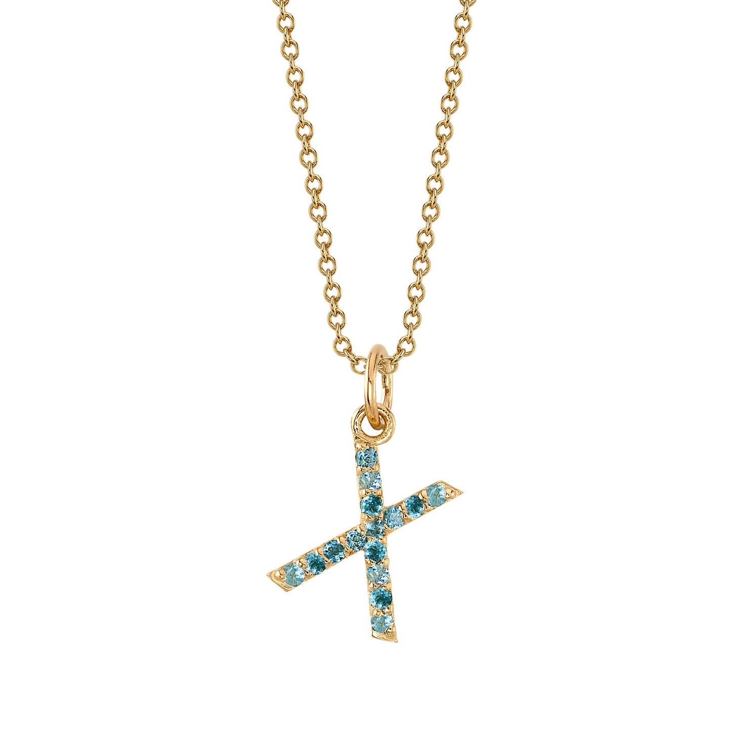 X Initial Birthstone Charm Necklace