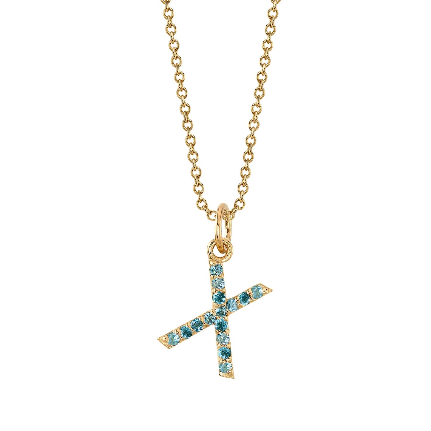X Initial Birthstone Charm Necklace