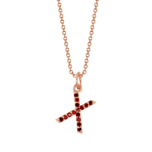 X Initial Birthstone Charm Necklace