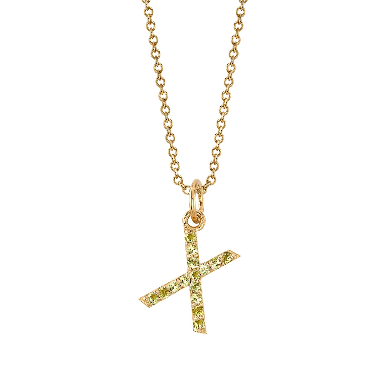 X Initial Birthstone Charm Necklace