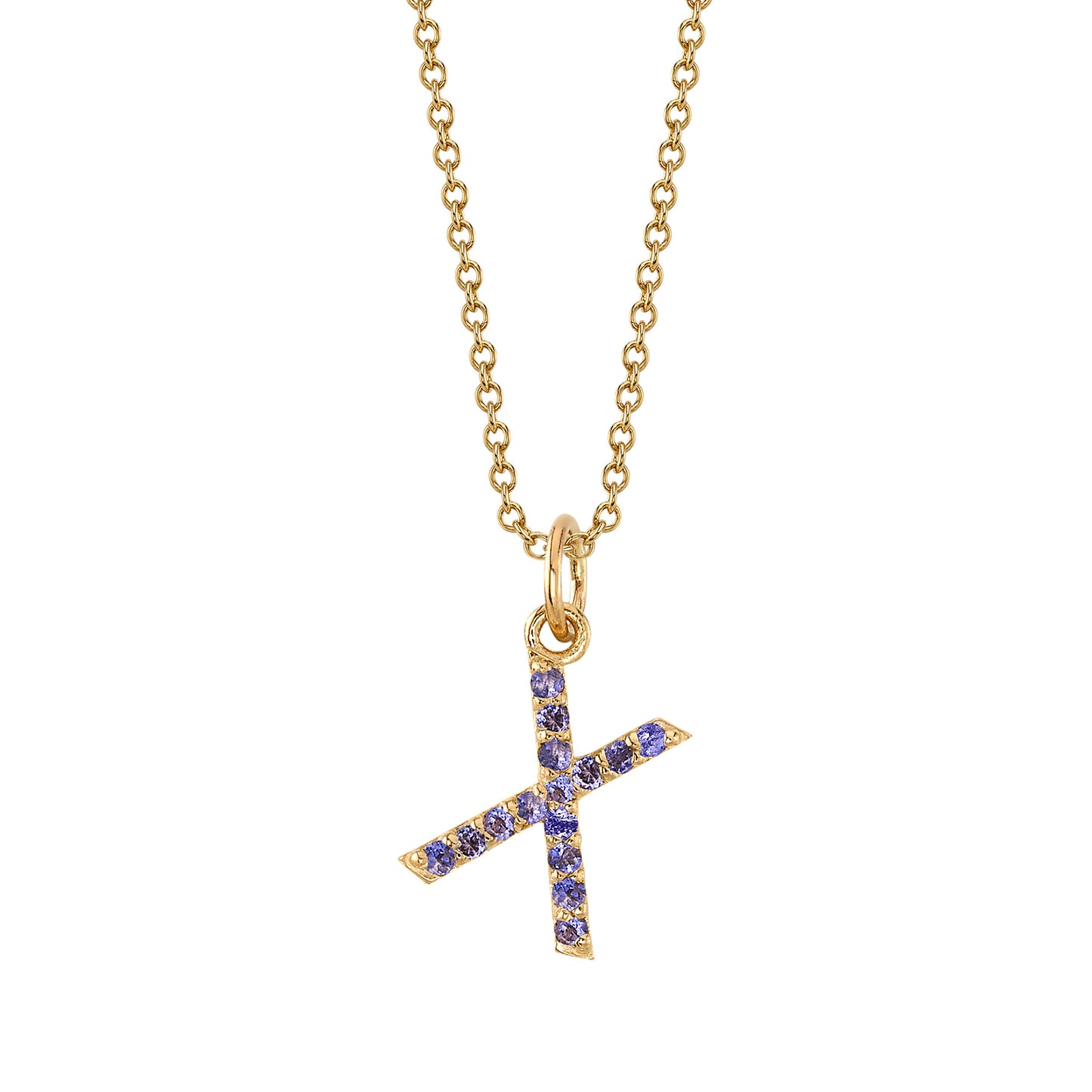 X Initial Birthstone Charm Necklace