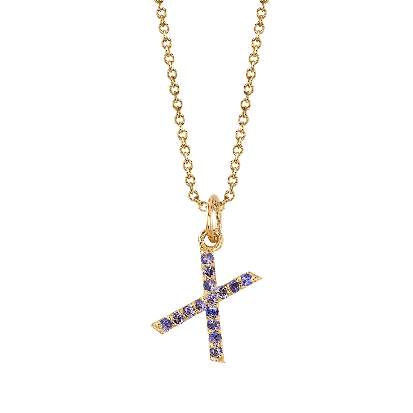 X Initial Birthstone Charm Necklace