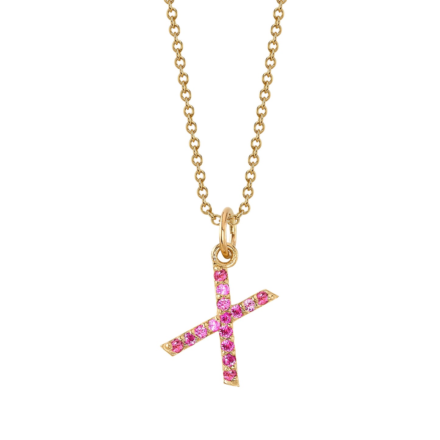 X Initial Birthstone Charm Necklace