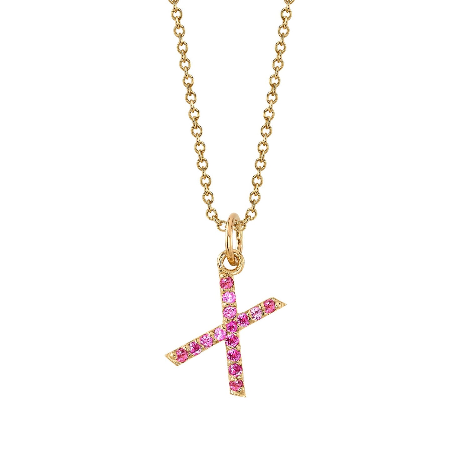 X Initial Birthstone Charm Necklace