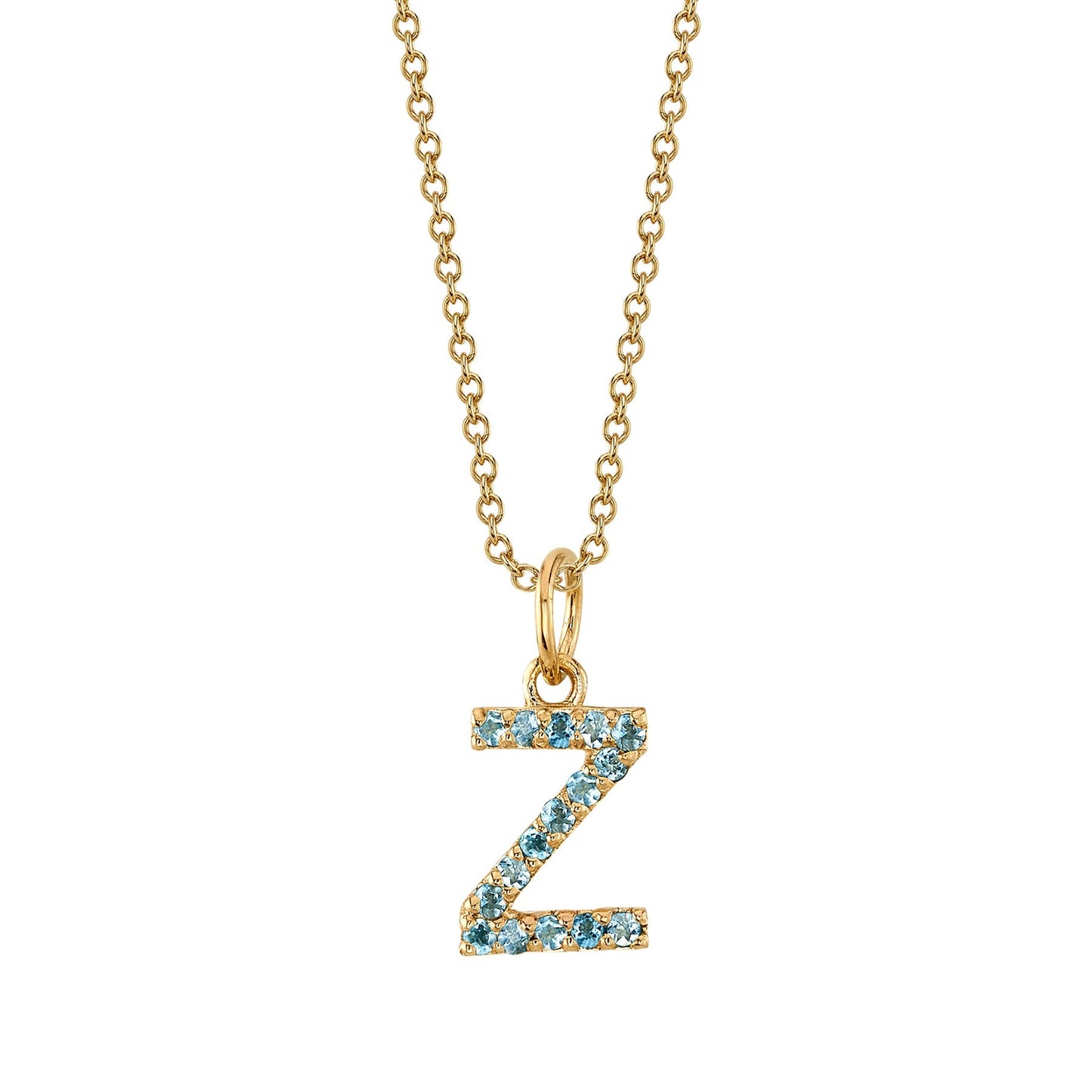 Z Initial Birthstone Charm Necklace