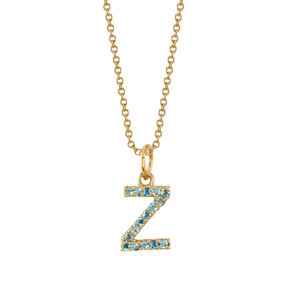 Z Initial Birthstone Charm Necklace