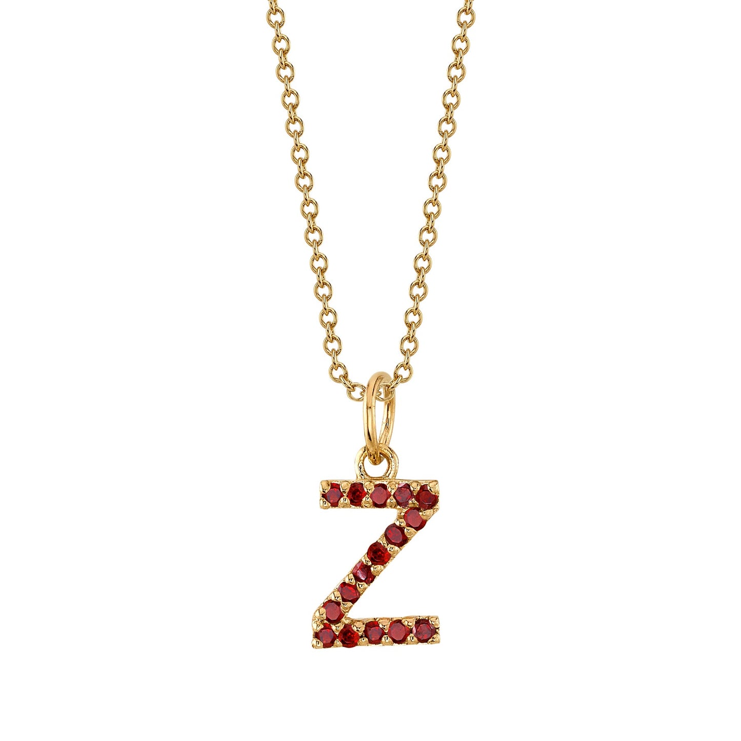 Z Initial Birthstone Charm Necklace