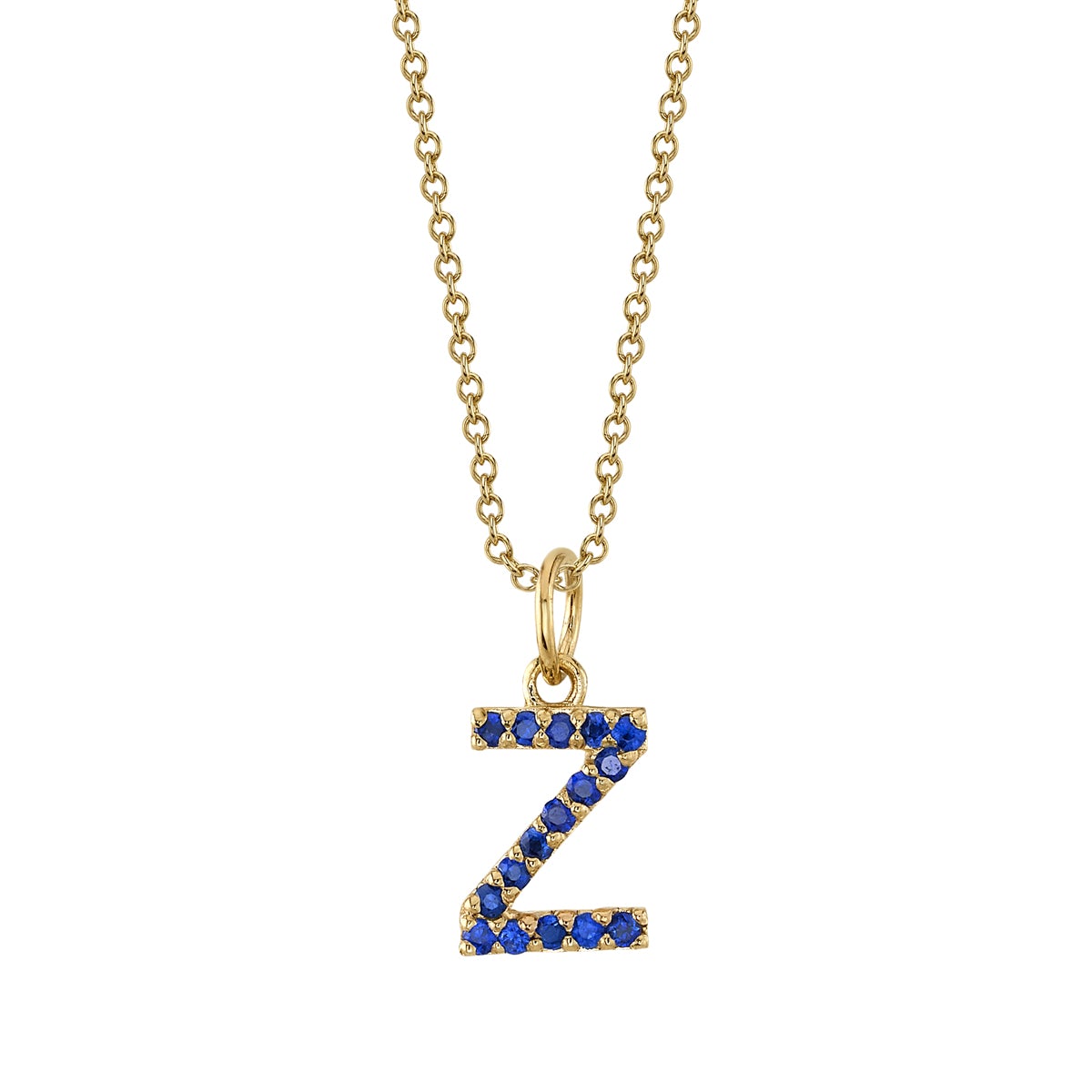 Z Initial Birthstone Charm Necklace