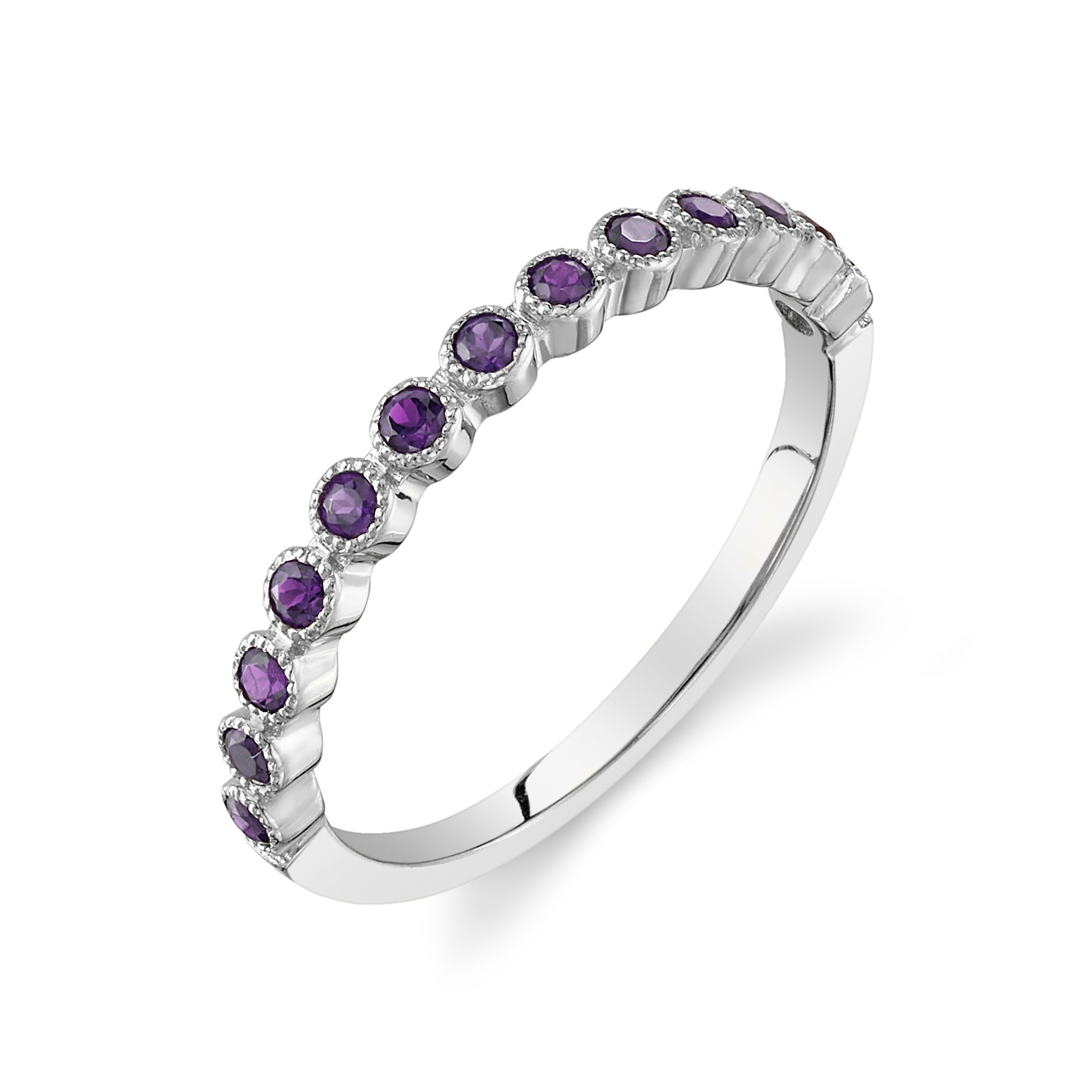 Amethyst BEAD SET RING Yellow Gold