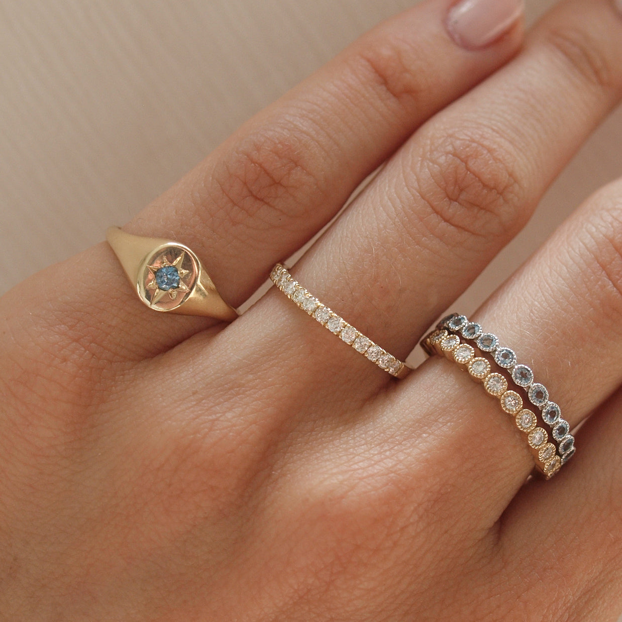 March birthstone signet ring