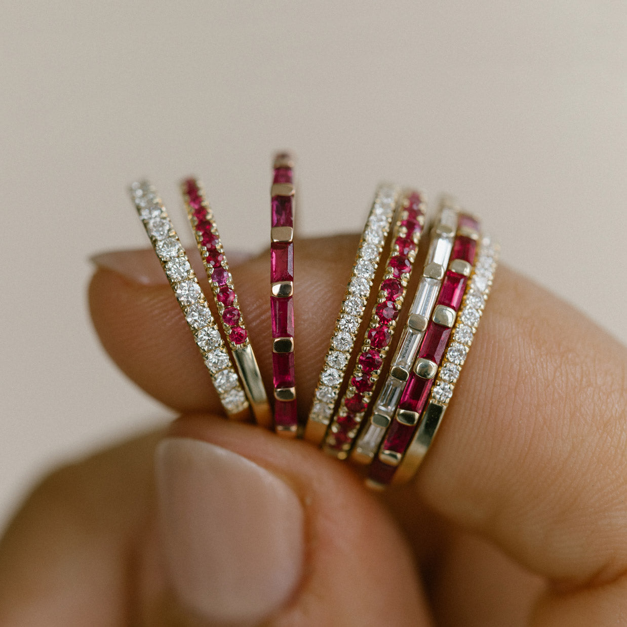 RUBY BAGUETTE RING July Birthday Starling