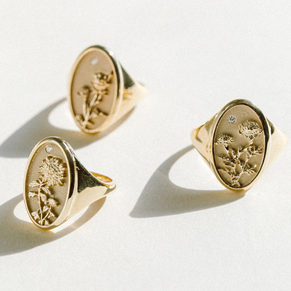 MARCH BIRTH FLOWER SIGNET RING
