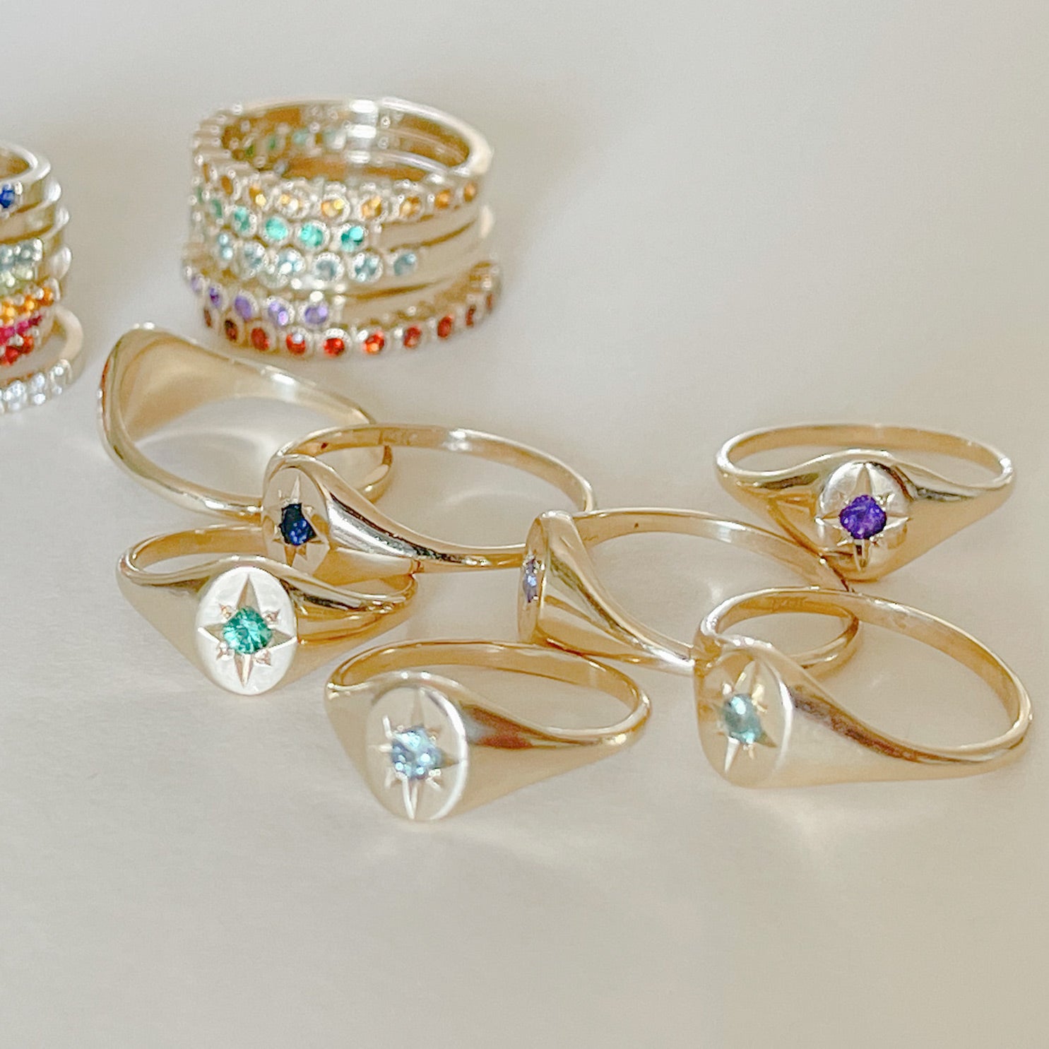 March birthstone signet ring