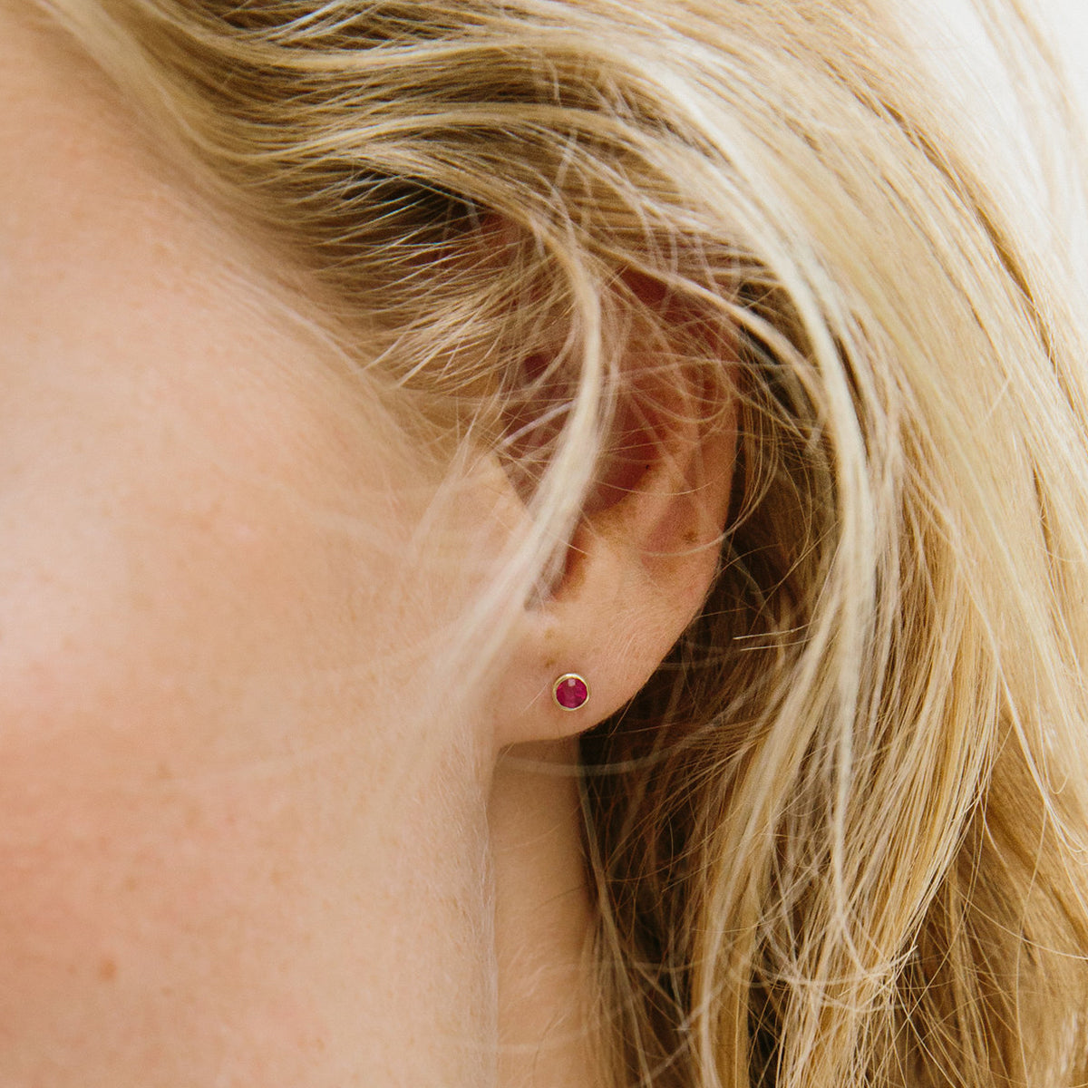 Pink Tourmaline Birthstone Stud Earrings in 14K Yellow Gold (October)