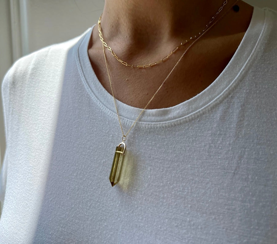 Gold Layered Crystal Pendant Necklace | Groovy's | Four in One Necklace