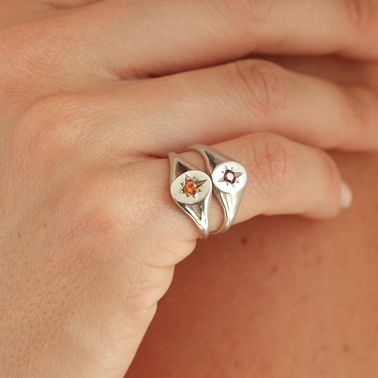 Garnet on sale signet ring