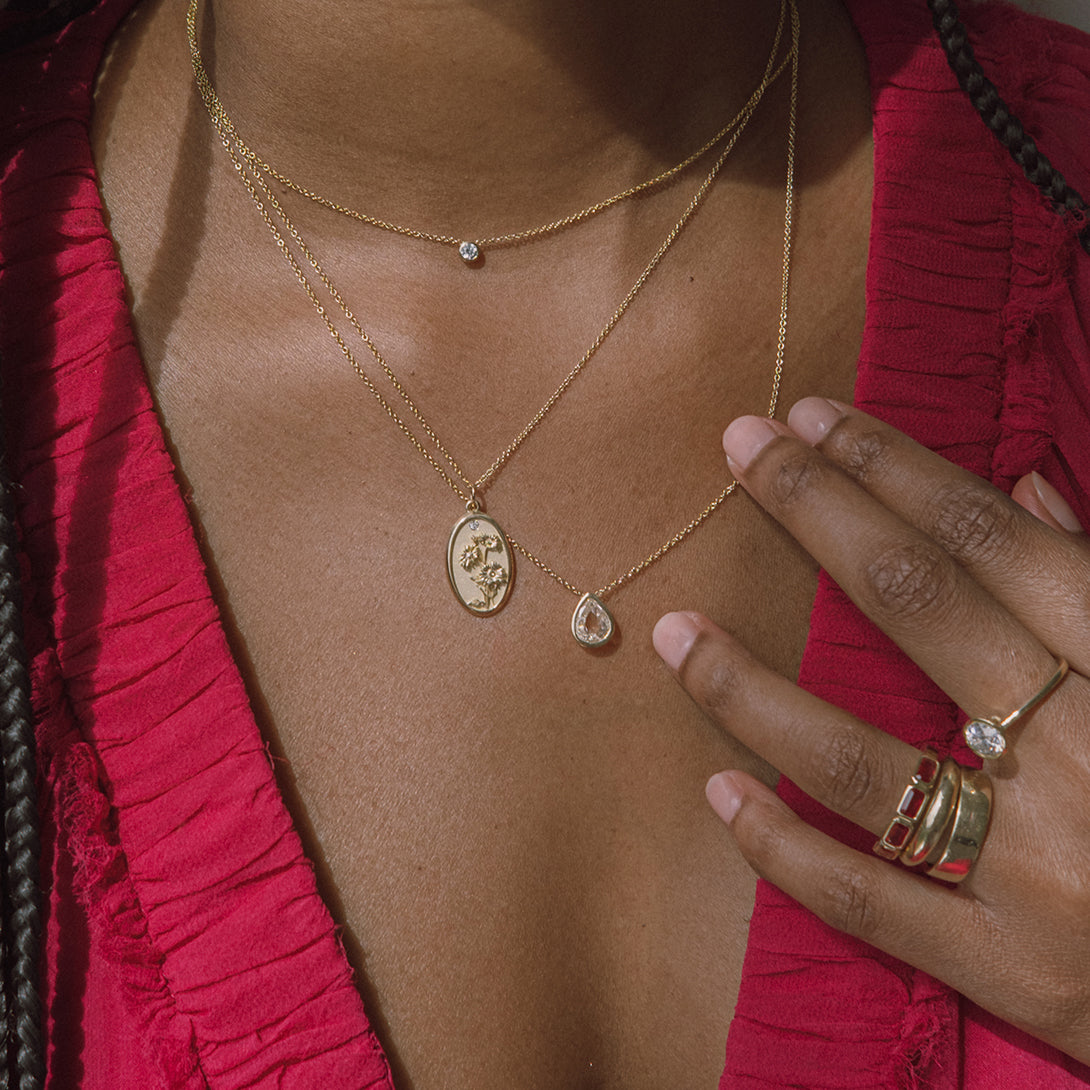 PEAR SHAPED ROSE CUT DIAMOND NECKLACE