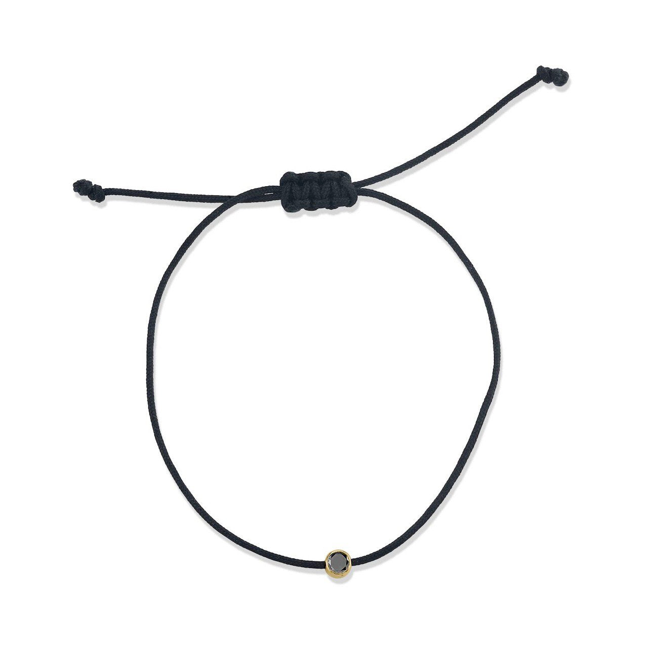 black diamond, yellow gold, black cord