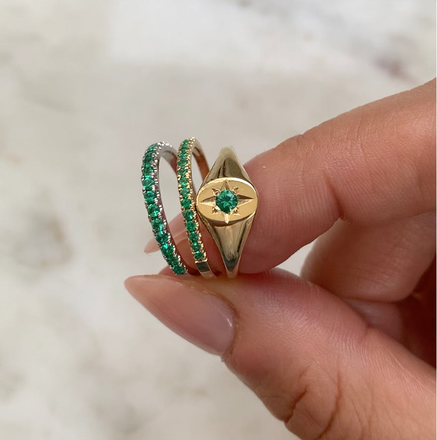Emerald pave ring hot sale