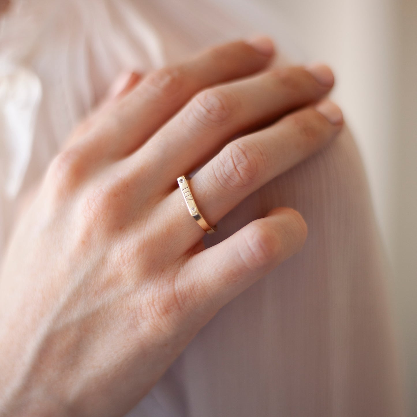 Engraved Bar Signet Ring