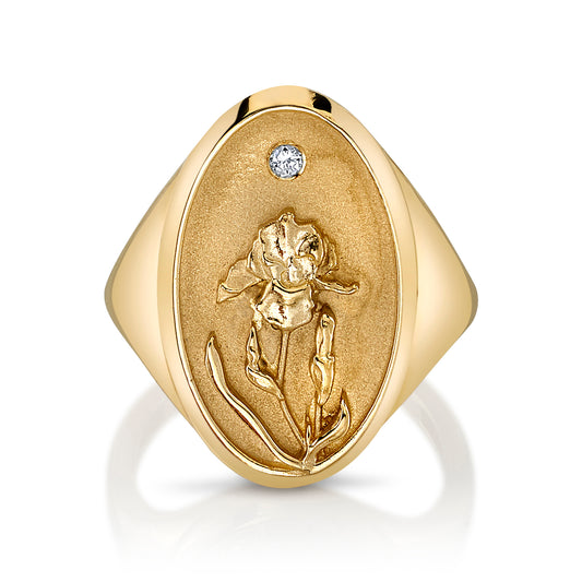 FEBRUARY BIRTH FLOWER SIGNET RING