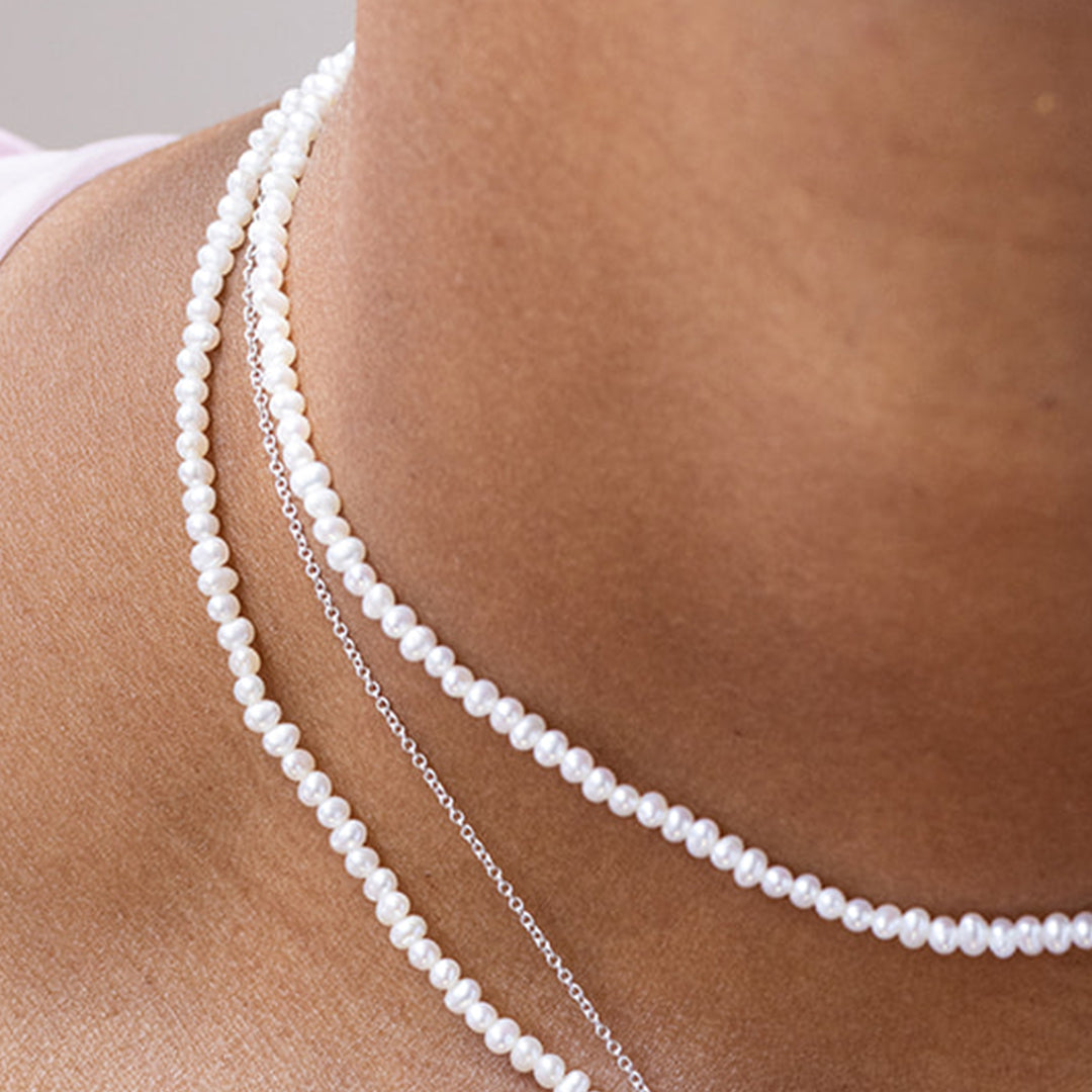 Cream ( Small) Button Pearl Necklace Set | Mangatrai Pearls & Jewellers