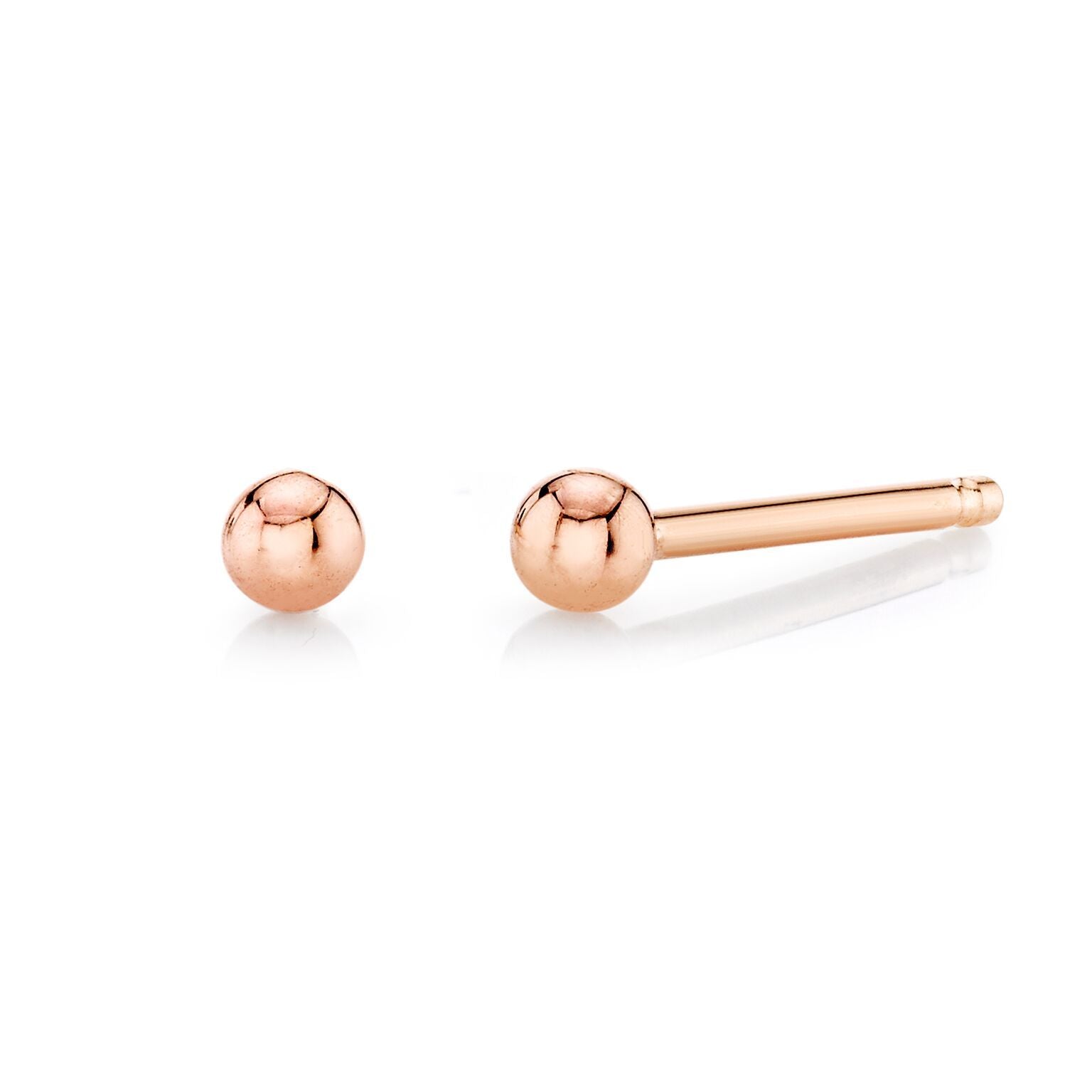 Mini Ball Stud Earrings 14K Rose Gold / Pair
