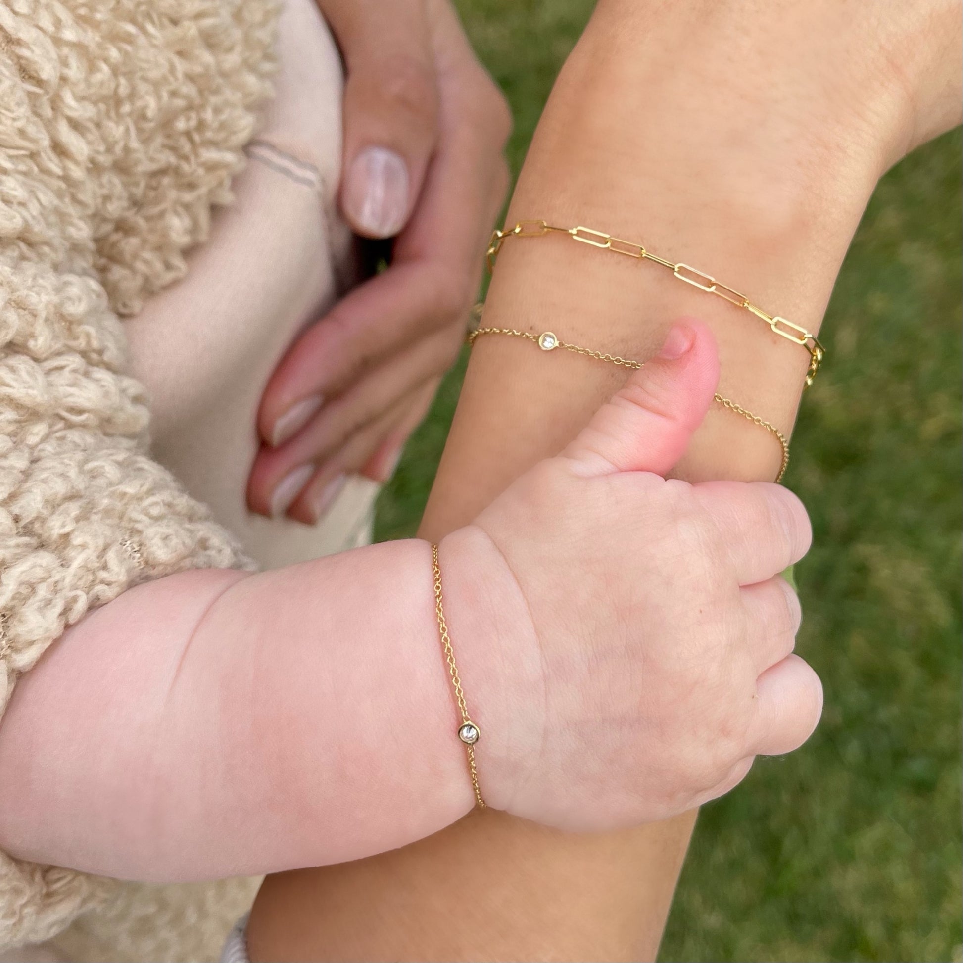 Classic Initial & Birthstone Discs Baby Bracelet | Baptism 1st Birthday