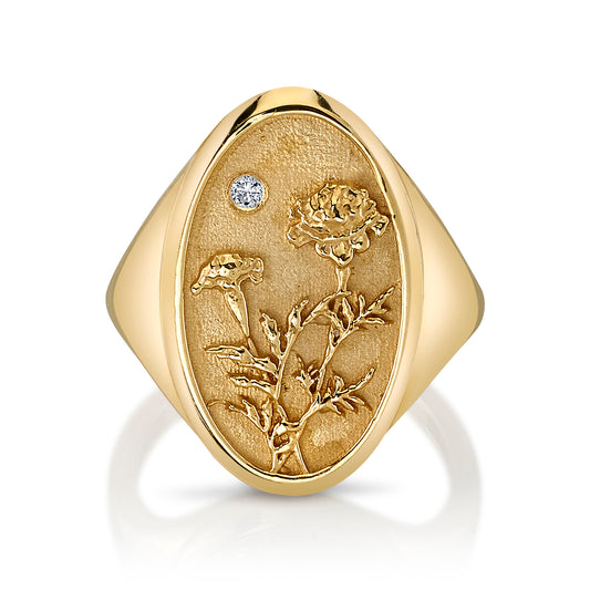 OCTOBER BIRTH FLOWER SIGNET RING