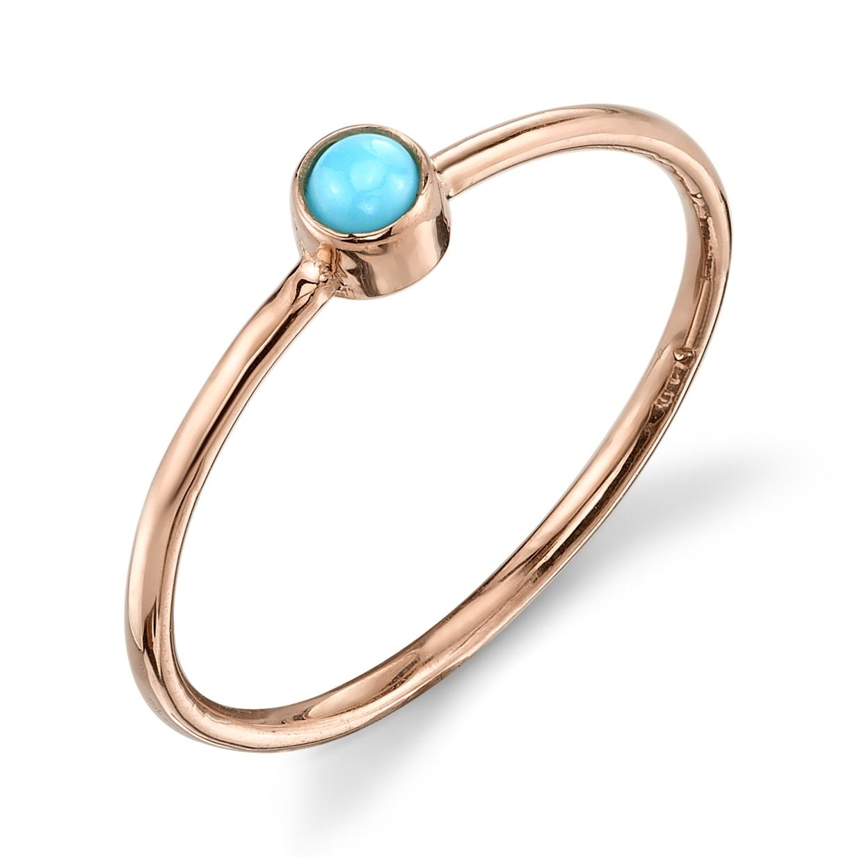 Olive Bezel Ring Turquoise / Rose Gold