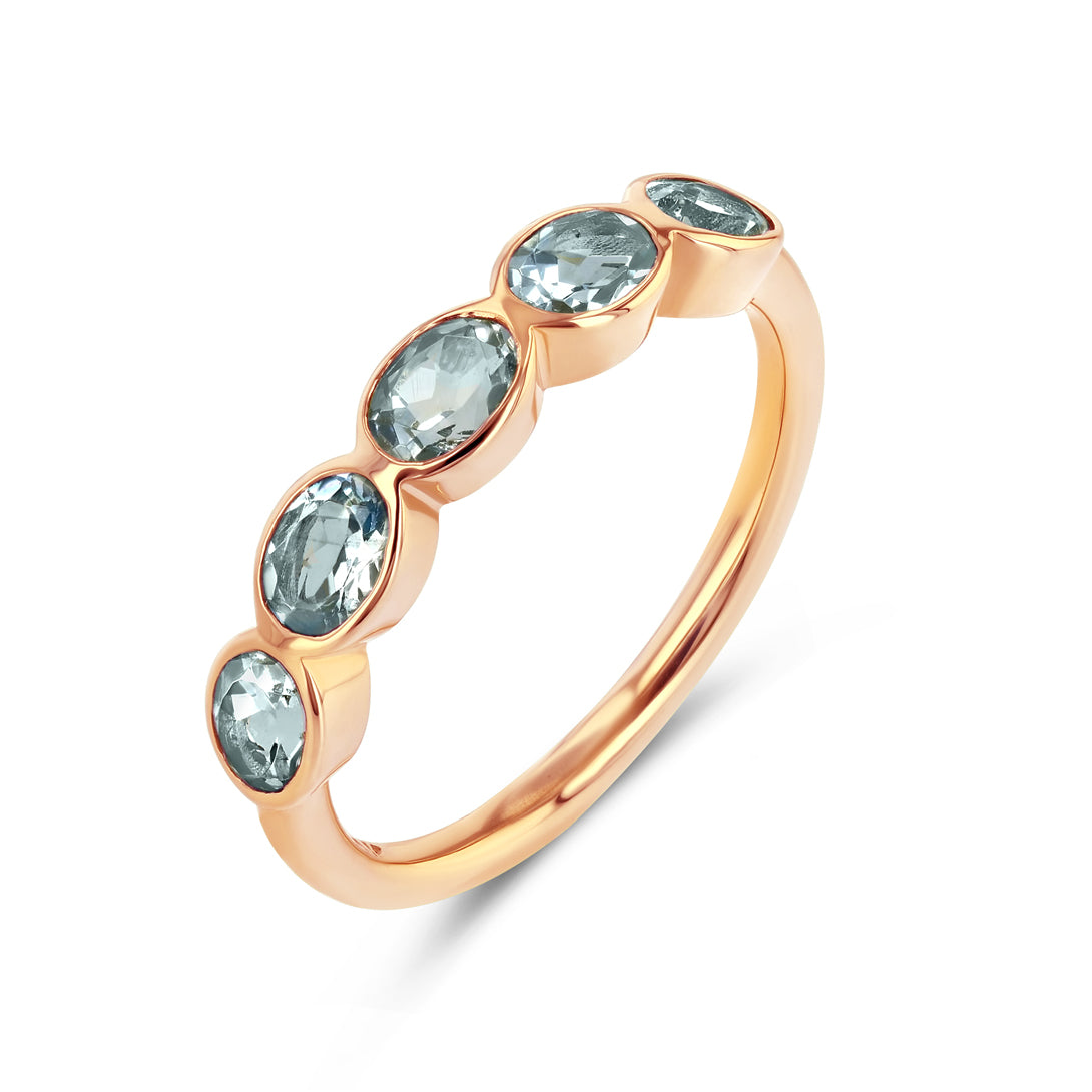 AQUAMARINE OVAL BEZEL RING