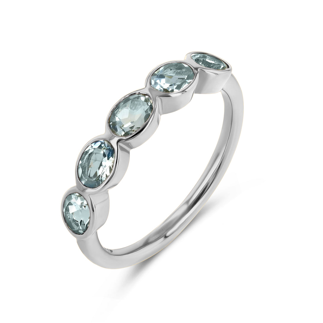 AQUAMARINE OVAL BEZEL RING